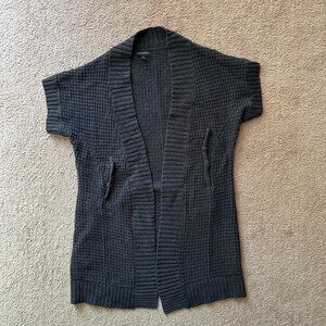 Banana Republic Cardigan Womens Medium Sweater Tie Short Sleeve Grey Cotton Wool